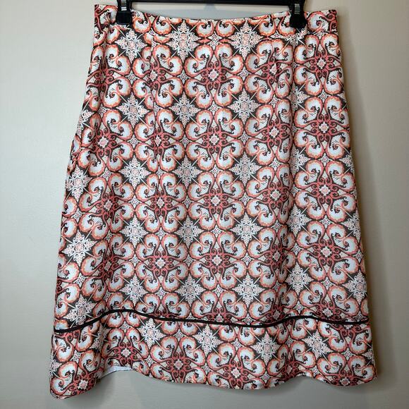 Vintage Jaclyn Smith Y2K Orange Print A-Line Midi Skirt Lined Womens Size 10 - Picture 4 of 12